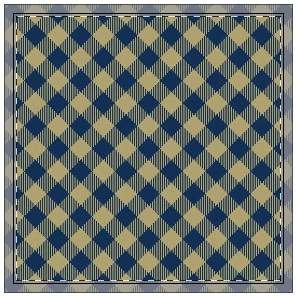 NWT Porter Anna- Navy & Gold  Cotton Napkin 8-set, Gingham